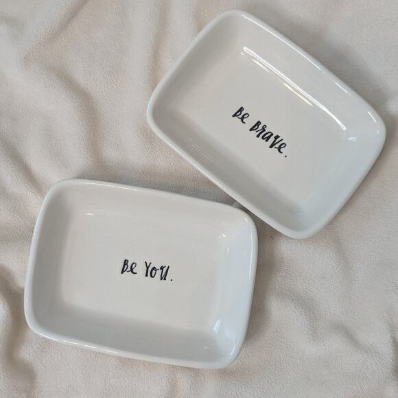 Rae Dunn Other - Rae Dunn Magenta Collection Trinket Dishes | "Be Brave" & "Be You" | Set of 2